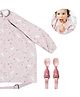 Bibado Botanical Bunnies Coverall Bib + Handi Cutlery Set - Blush Pink | Mess-Free Mealtimes, 6-36M, Waterproof, Travel-Friendly