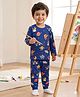 Babyhug Cotton Knit Full Sleeves Co-ords Night Suit With Clouds Print - Blue