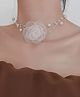 Ziory Floral applique Detailed Pearls Embellished Choker Necklace - White