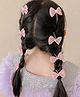 Ziory Bow Applique Detailed & Rhinestones Embellished Chain Style Hair Clips - Pink