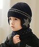 Ziory Star Designed Beanie & Scarf - Navy Blue