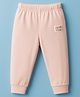 Ollypop Sinker Knit Full Length Lounge Pant with Text Patch - Baby Pink