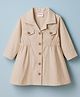 Babyhug Twill Woven Full Sleeves Solid Color Shirt Dress - Beige