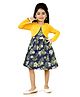 Funshine Cotton Woven Full Sleeves Floral Printed Dress - Navy Blue