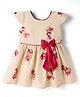Twetoons Cotton Woven Cap Sleeves Frock With Floral Embroidery & Bow Applique - Red