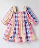 TWETOONS Cotton Woven Full Sleeves Frock With Polka Dot & Heart Print - Multicolor