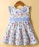 Twetoons Cotton Woven Sleeveless Frock With Floral Print - Light Blue