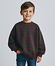 ALAN JONES Cotton Blend Knit Full Sleeves Striped Light Winter Oversized Sweatshirt -  Chocolate