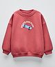 ALAN JONES Cotton Blend Knit Full Sleeves Skate And Fun Text Printed Light Winter Oversized Sweatshirt - Pink
