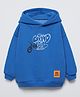 ALAN JONES Cotton Blend Knit Full Sleeves Typography Printed Light Winter Oversized Hoodie - Blue