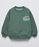 ALAN JONES Cotton Blend Knit Full Sleeves Mountain Hideout Text Printed Light Winter Oversized Sweatshirt -  Green