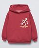 ALAN JONES Cotton Blend Knit Full Sleeves Typography Printed Light Winter Oversized Hoodie - Reddish