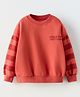 ALAN JONES Cotton Blend Knit Full Sleeves Creative Rhythm Text Printed Light Winter Oversized Sweatshirt - Reddish