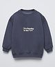 ALAN JONES Cotton Blend Knit Full Sleeves Typography Printed Light Winter Oversized Sweatshirt - Slate Blue