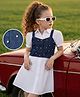 Hola Bonita Cotton Woven Half Sleeve Pearl Embellished Jacket With Solid Shirt Dress - White