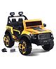 4x4 Battery Operated Ride on Jeep with LED Lights -Yellow| Rechargeable Battery| Openable Doors| Built-in Music & AUX| Remote Control| Forward Reverse & Swing| Indoor Outdoor Toy