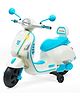 Vespa Kids Battery Operated Self Driven RideOn Scooter with Light & Music - White| Rechargeable Battery| Toy for 2+ Yrs Boy & Girl| Balance Wheels| Seat with Backrest| Foot Accelerator