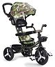 Plug & Play Tricycle with Parental Push Handle & Foldable Canopy - Camouflage Green| Removable Safety Bar| Non-Slip Pedals|Foldable Footrest| High Backrest| Removable Safety Rail & Cushion
