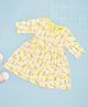 Pantaloons Baby Cotton Knit Three Fourth Sleeves Floral & Bird Printed Dress - Yellow