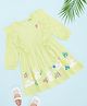 Pantaloons Baby Cotton Knit Three Fourth Sleeves Floral & Bunny Printed Dress - Limegreen