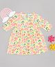 Pantaloons Baby Cotton Knit Three Fourth Sleeves Rainbow Printed Dress - Yellow