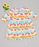 Pantaloons Baby Cotton Knit Three Fourth Sleeves Floral Printed Dress - Yellow