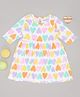 Pantaloons Baby Cotton Knit Three Fourth Sleeves Hearts Printed Dress - White