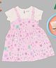 Pantaloons Baby Cotton Knit Half Sleeves  Unicorn Printed Dress & Tee - Pink