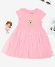 Pantaloons Baby Cotton Knit Cap Sleeves Deer Printed Dress - Pink