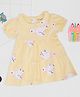 Pantaloons Baby Cotton Knit Half Sleeves Bird Printed Dress - Yellow