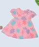 Pantaloons Baby Cotton Knit Half Puffed Sleeves Floral Printed Dress - Pink