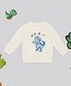 Pantaloons Baby Cotton Knit Full Sleeves Dinosaur Printed Light Winter Sweatshirt - Off White