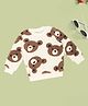 Pantaloons Baby Knit Full Sleeves Bear Embroidered Light Winter Sweatshirt - Cream