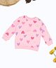 Pantaloons Baby Cotton Knit Full Sleeves Hearts Printed Light Winter Sweatshirt - Light Pink