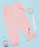 Pantaloons Baby Cotton Knit Bird & Floral Printed Frill Detailed Pant - Pink
