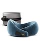 Frido Travel Neck Pillow, 100% Hi-Per Foam, Lightweight Neck Support Pillow, Neck Pillow for Flight Travel, Memory Foam Car Neck Pillow, Adjustable Velcro Straps, Free Travel Pouch (Sapphire Blue)