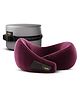 Frido Travel Neck Pillow, 100% Hi-Per Foam, Lightweight Neck Support Pillow, Neck Pillow for Flight Travel, Memory Foam Car Neck Pillow, Adjustable Velcro Straps, Free Travel Pouch (Wine)
