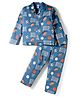 Ollypop Sinker Knit Full Sleeves Co-ords Night Suit With Football Print - Blue