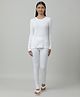 Charm n Cherish Cotton Blend Knit Full Sleeves Solid Thermal  Set - White