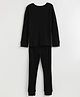 Charm n Cherish Cotton Blend Knit Full Sleeves Solid Thermal  Set - Black