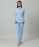 Charm n Cherish Cotton Blend Knit Full Sleeves Solid Thermal  Set - Blue