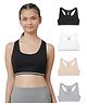 Charm n Cherish Cotton Blend Knit Pack Of 4 Solid Sports Bras - White Black Nude & Grey