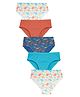 Charm n Cherish Cotton Knit Pack Of 5 Solid & Dinosaur Printed Briefs - White Orange & Blue