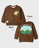 Ollypop Looper Knit Full Sleeves Sweatshirt With Text Print - Brown