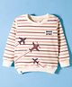 Ollypop Cotton Looper Knit Full Sleeves Sweatshirt With Stripes & Airplane Print - Cream