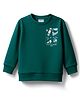 Lazy Bones Looper Knit Full Sleeves Sweatshirt With Skateboarding Print - Dark Green