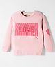 Ollypop Looper Knit Full Sleeves Sweatshirt With Love Text Print - Pink