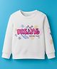 Ollypop Looper Knit Full Sleeves Sweatshirt With Text Print - White