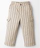 Ollypop Textile Woven Full Length Trouser Pant With Stripes - Brown