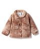 Tales & Stories Woven Full Sleeves Fur Detailed Washed Winter Jacket - Brown